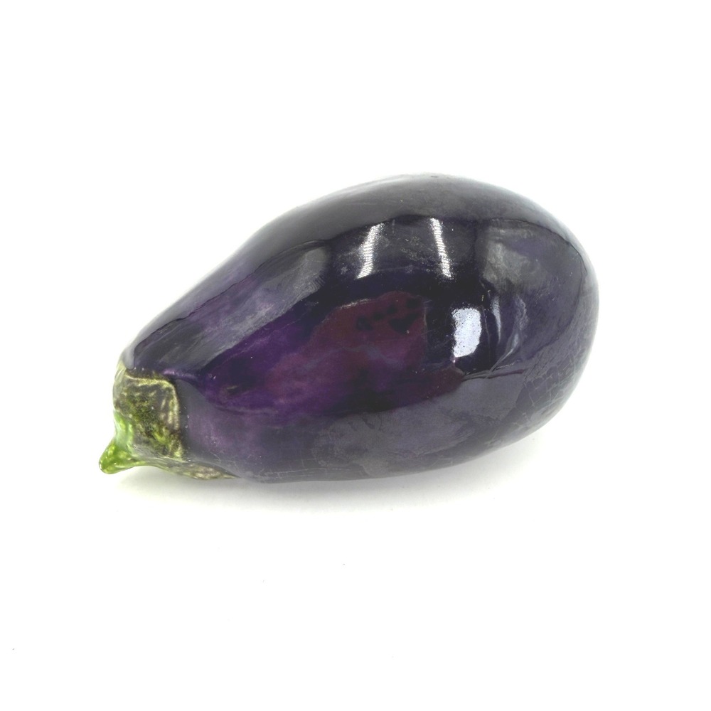 Vintage Realistic Purple Eggplant Ceramic Figurine Glazed Vegetable Decor 5.5"